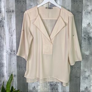 SIS SIS Ivory Hi-Low Tunic Side Slits Size Medium